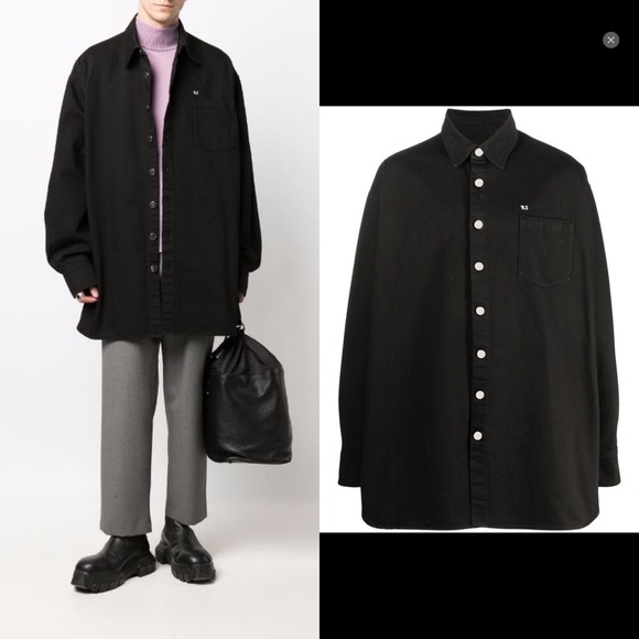 Raf simons big fit oversized denim shirt jacket AW21 in black unisex